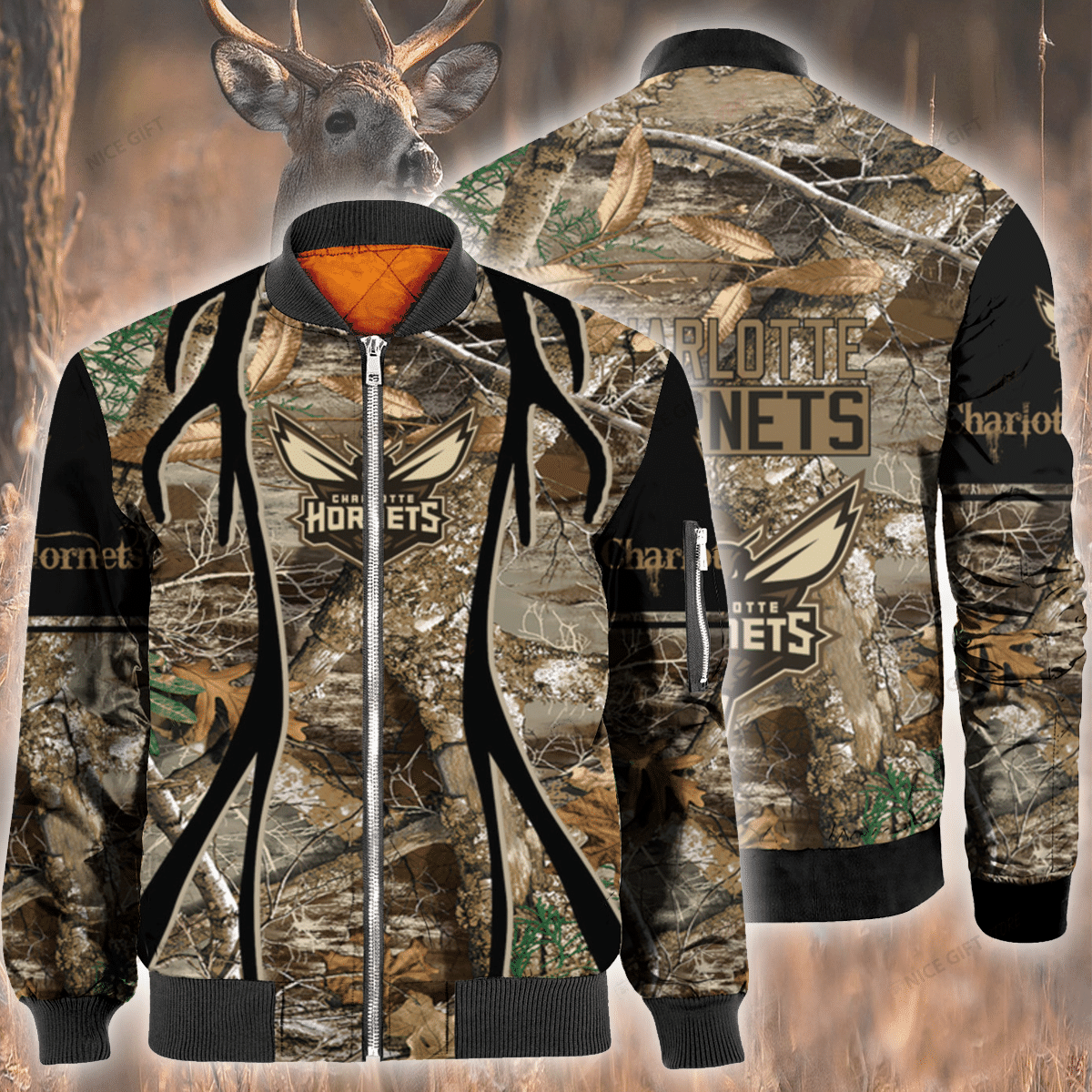 Nba Charlotte Hornets Hunting Bomber Jacket Nba Charlotte Hornets Hunting Bomber Jacket