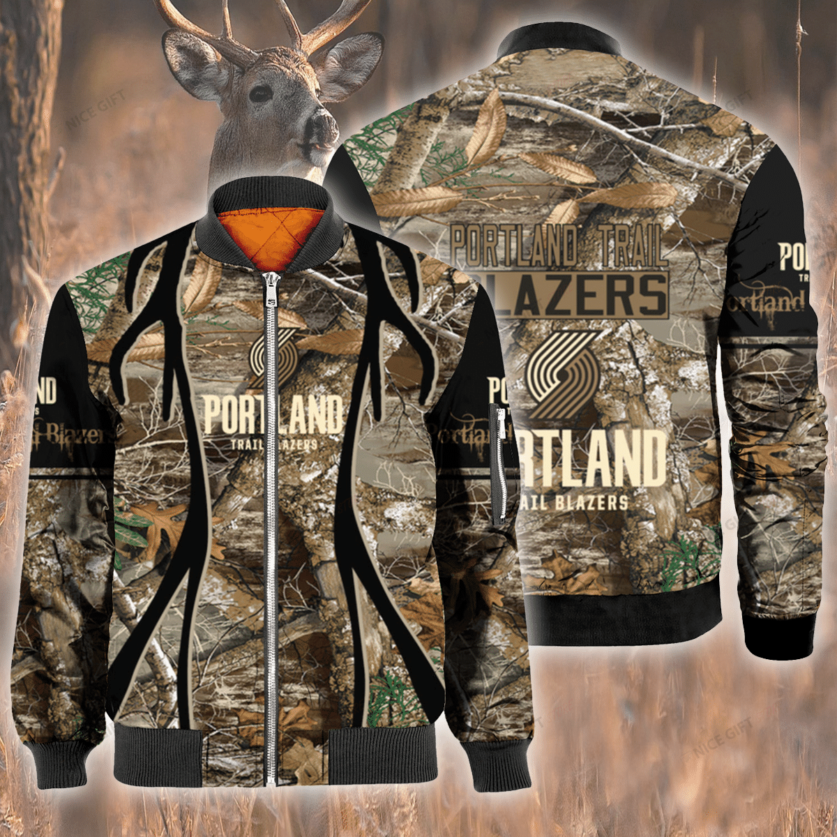 Nba Portland Trail Blazers Hunting Bomber Jacket Nba Portland Trail Blazers Hunting Bomber Jacket