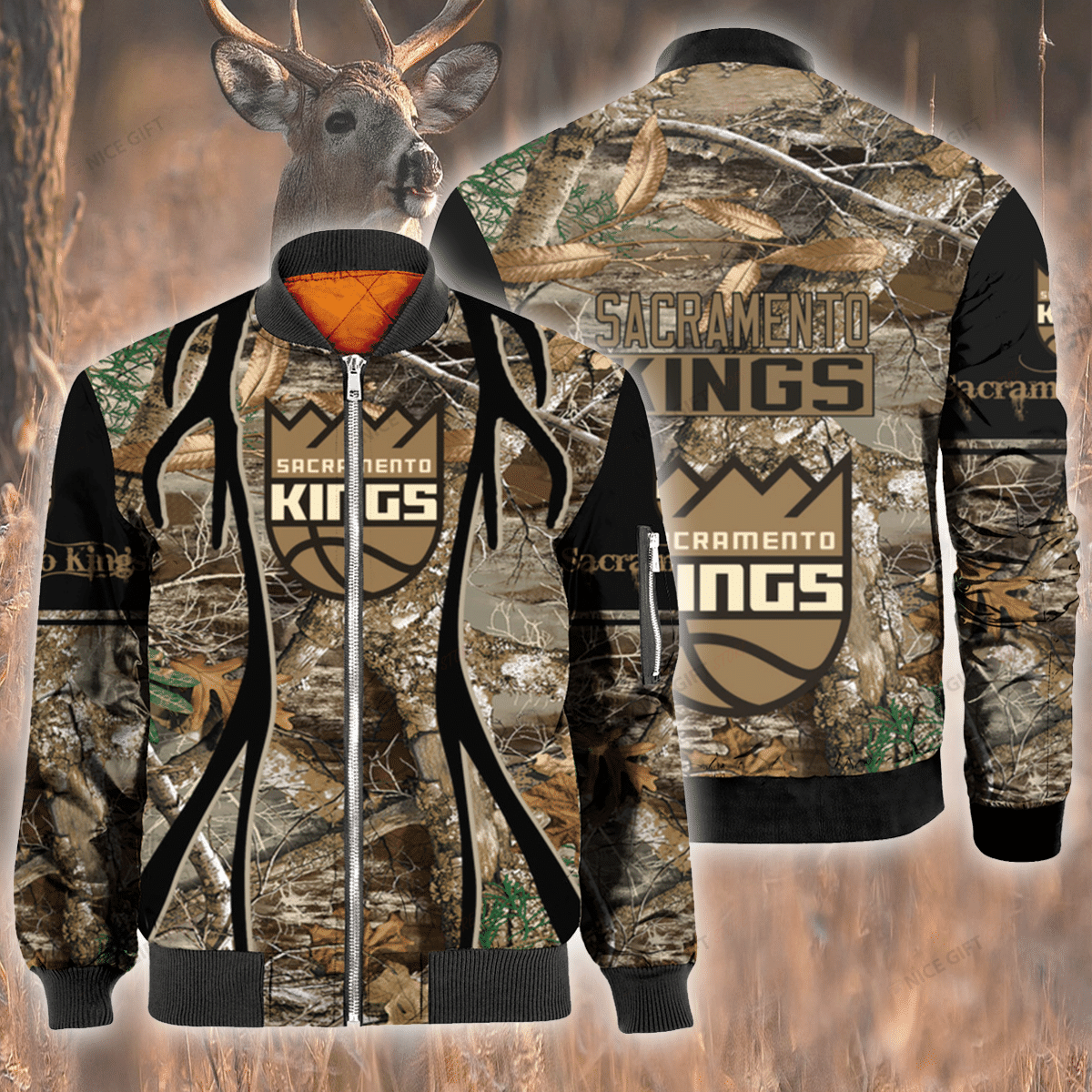 Nba Sacramento Kings Hunting Bomber Jacket Nba Sacramento Kings Hunting Bomber Jacket