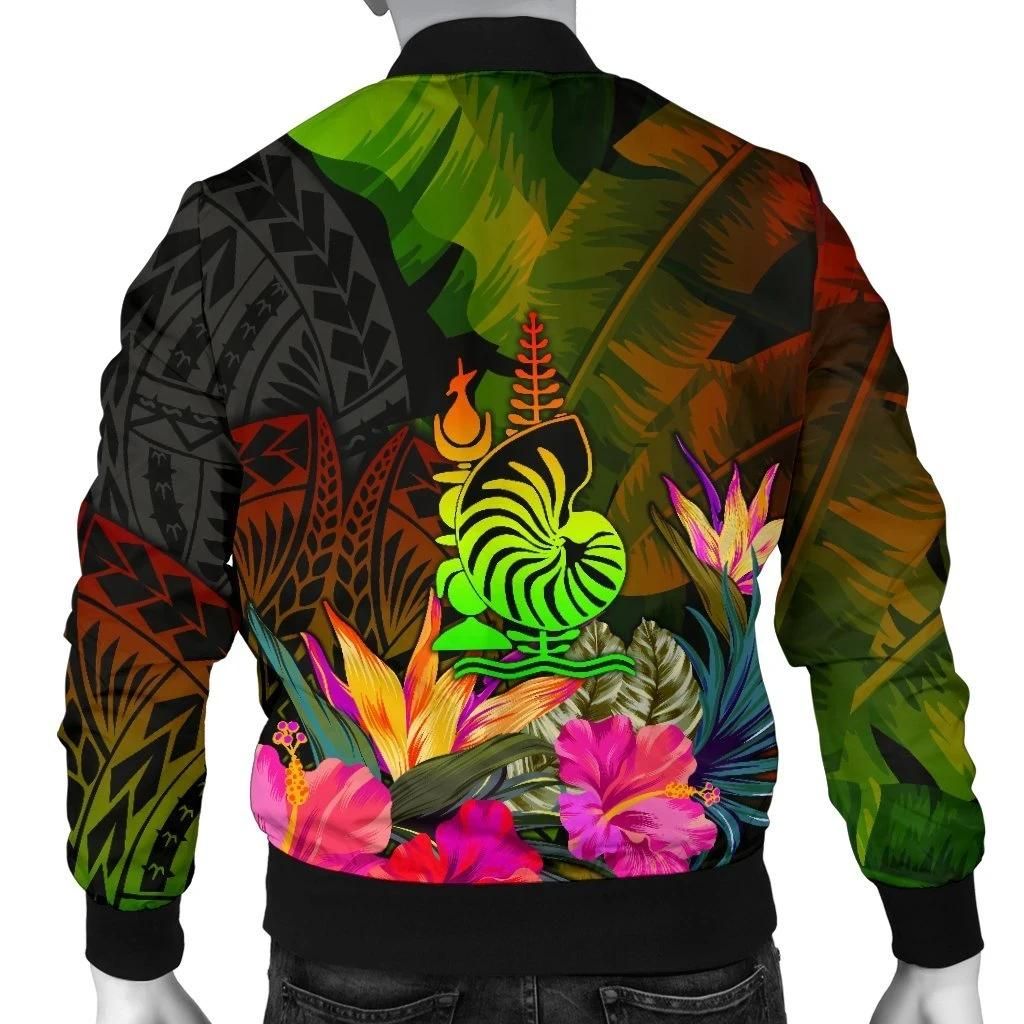New-Caledonia-Polynesian-Personalised-Mens-Bomber-Jacket-Hibiscus-and-Banana-Leaves-BN15-Bomber-Jacket-1