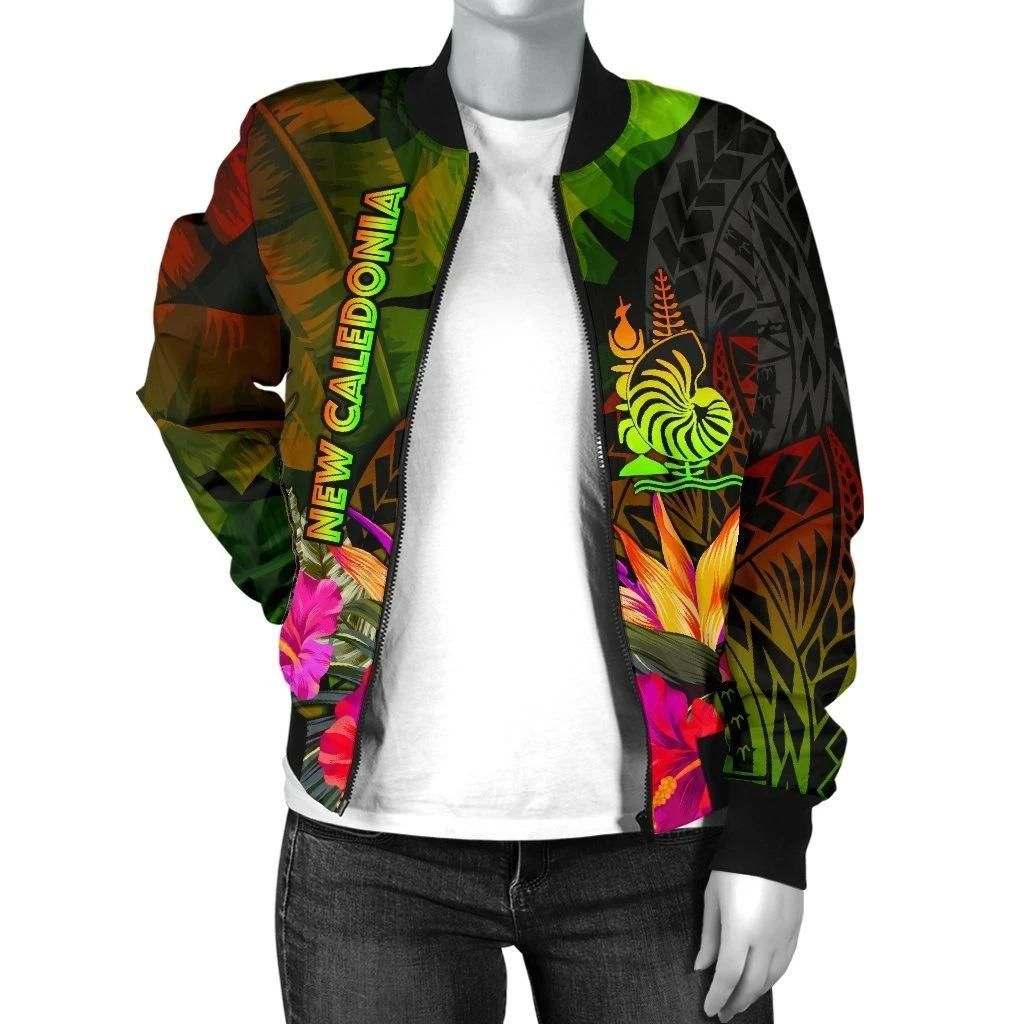 New-Caledonia-Polynesian-Womens-Bomber-Jacket-Hibiscus-and-Banana-Leaves-BN15-Bomber-Jacket-2