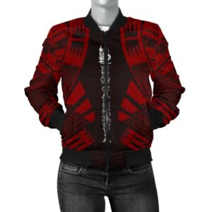 New Caledonia Women Bomber Jacket - Polynesian Tattoo Red - BN0110 Bomber Jacket