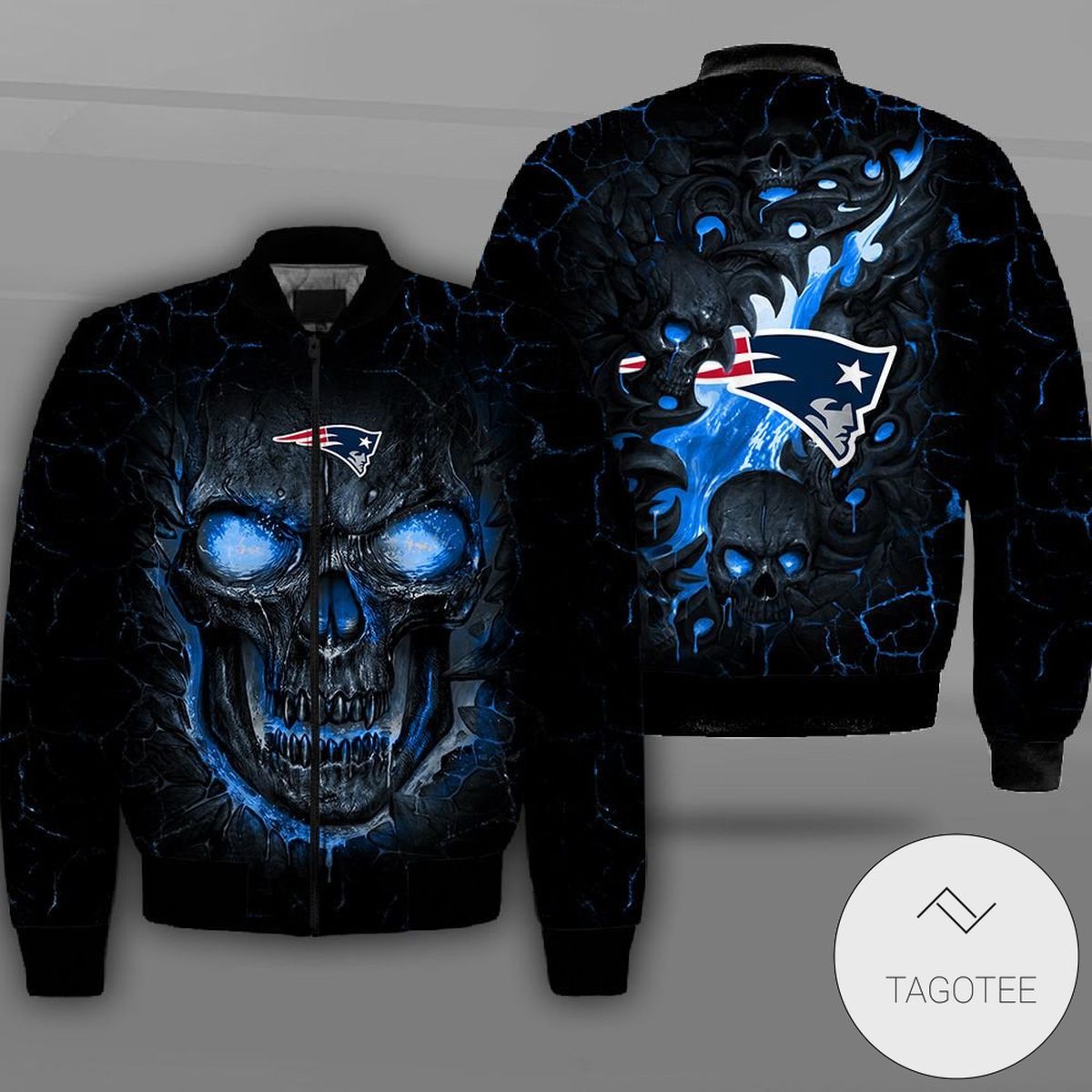 New England Patriots Lava Skull Full Print Bomber Jacket New England Patriots Lava Skull Full Print Bomber Jacket