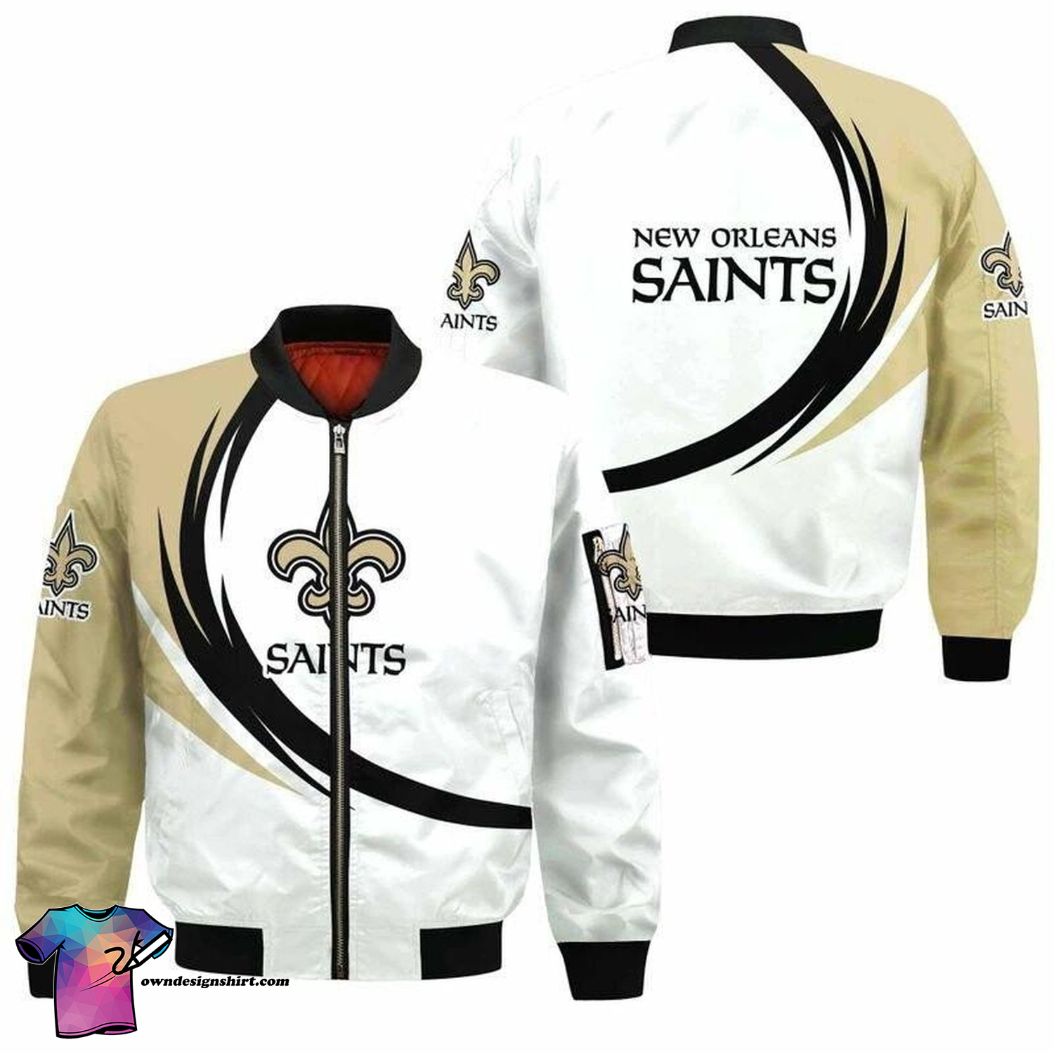 New Orleans Saints All Over Printed Bomber Jacket New Orleans Saints All Over Printed Bomber Jacket