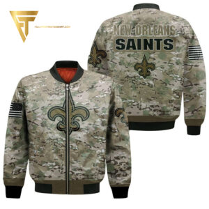 New Orleans Saints Camo Full Printing Bomber Jacket