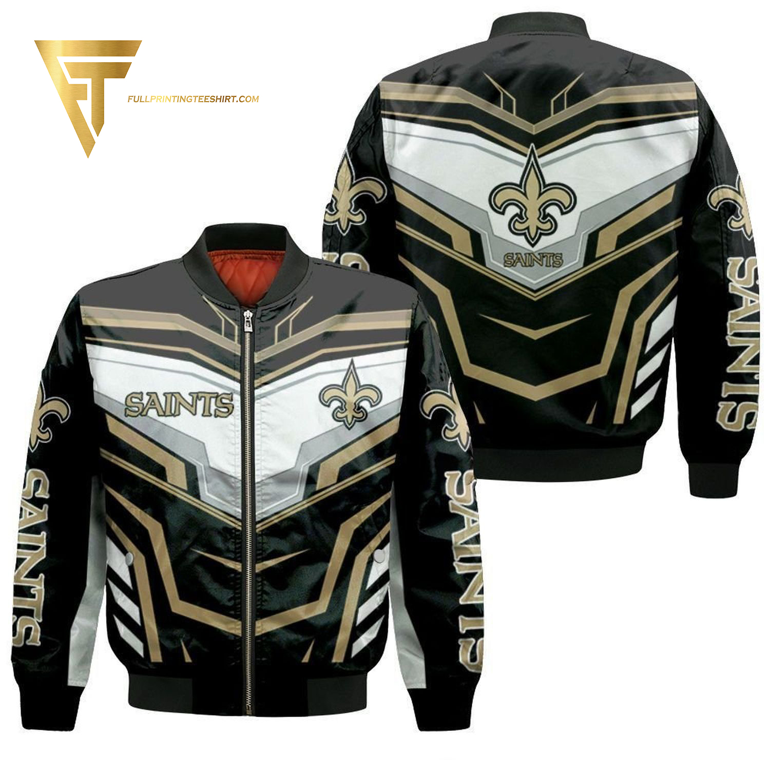 New Orleans Saints Football Team Full Printing Bomber Jacket New Orleans Saints Football Team Full Printing Bomber Jacket