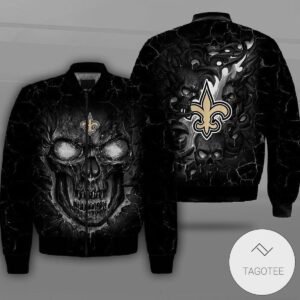 New Orleans Saints Lava Skull Full Print Bomber Jacket