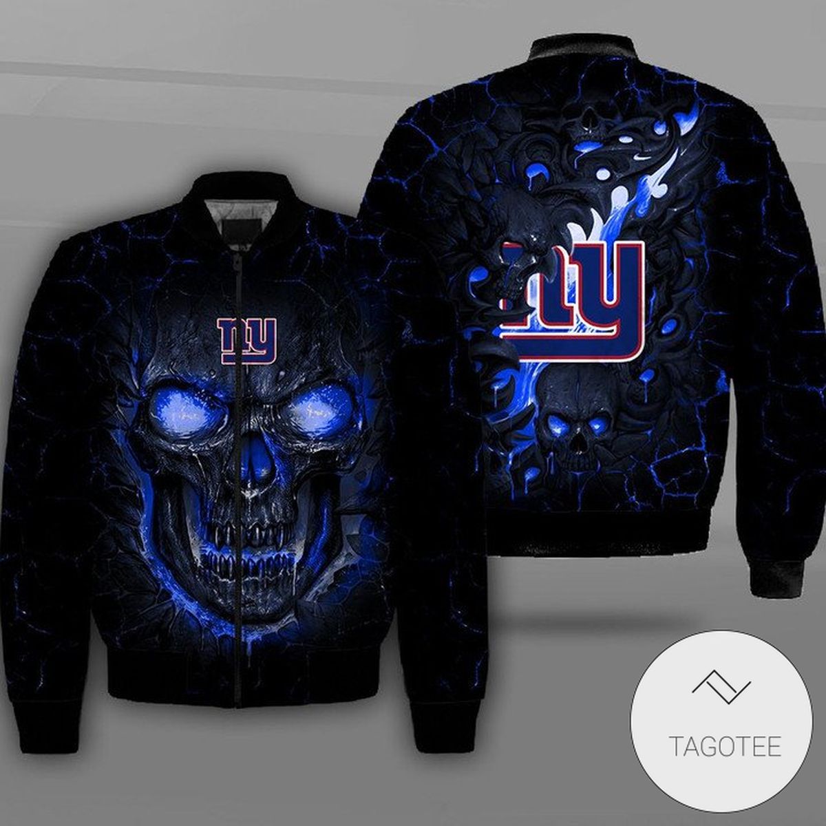 New York Giants Lava Skull Full Print Bomber Jacket New York Giants Lava Skull Full Print Bomber Jacket