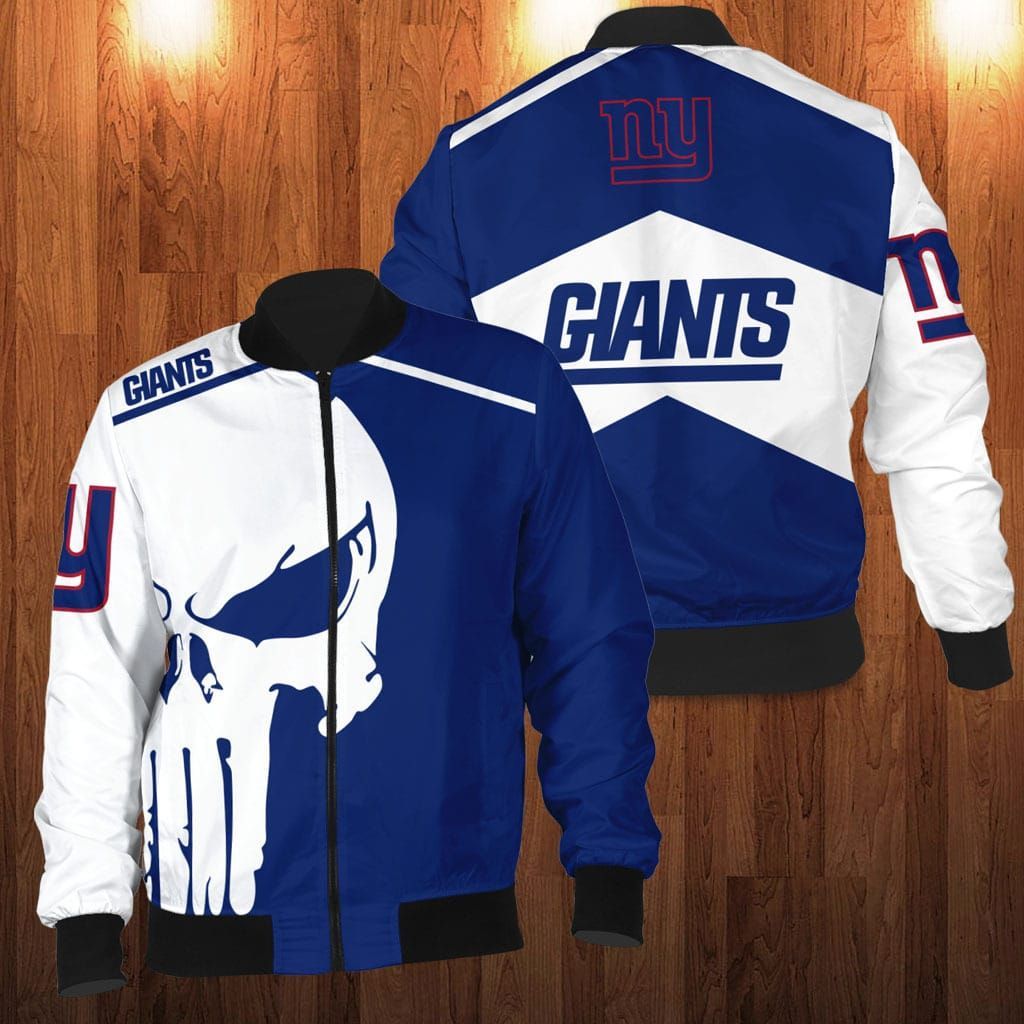 New York Giants Punisher Skull Bomber Jacket New York Giants Punisher Skull Bomber Jacket