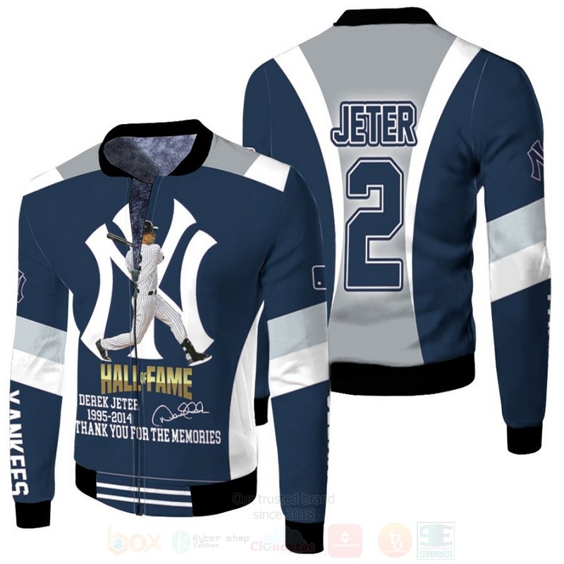 New York Yankees Derek Jeter 2 Legend Hall Of Fame 3D Bomber Jacket New York Yankees Derek Jeter 2 Legend Hall Of Fame 3D Bomber Jacket
