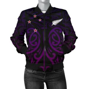 New Zealand - Maori Mask Pullover Women's Bomber Jacket Purple A065 Bomber Jacket