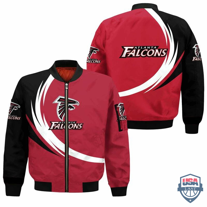 Nfl Atlanta Falcons Curve Design Bomber Jacket Nfl Atlanta Falcons Curve Design Bomber Jacket