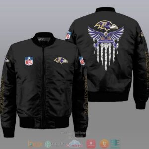 Nfl Baltimore Ravens Eagle Thin Line Flag Bomber Jacket