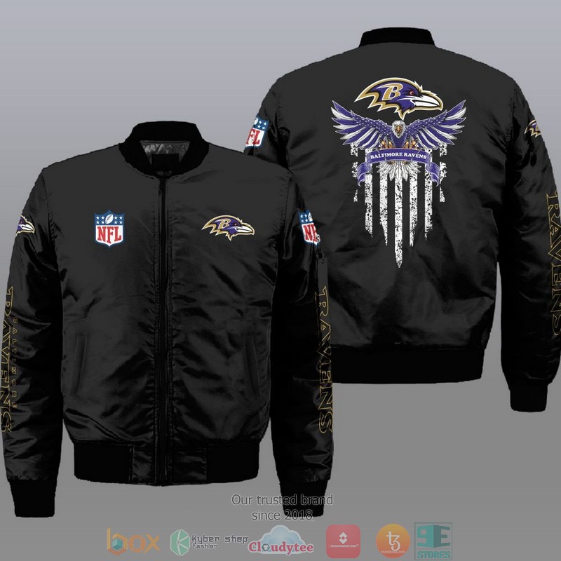 Nfl Baltimore Ravens Eagle Thin Line Flag Bomber Jacket Nfl Baltimore Ravens Eagle Thin Line Flag Bomber Jacket
