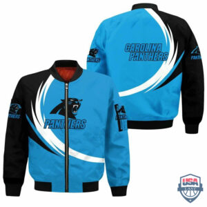 Nfl Carolina Panthers Curve Design Bomber Jacket