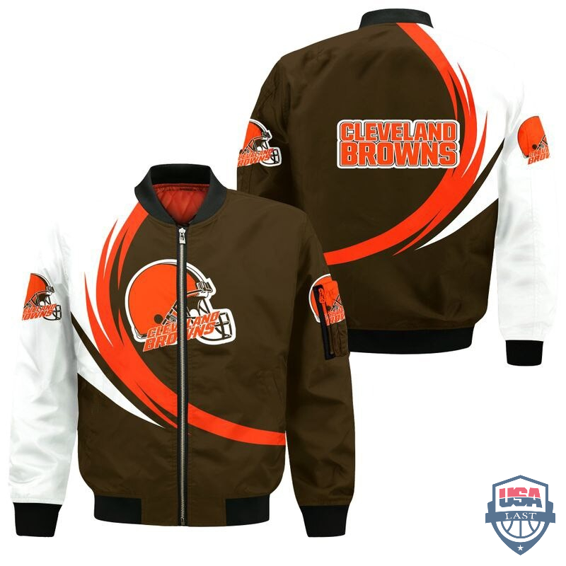 Nfl Cleveland Browns Curve Design Bomber Jacket Nfl Cleveland Browns Curve Design Bomber Jacket