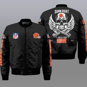 Nfl Cleveland Browns Wings Skull 3D Bomber Jacket