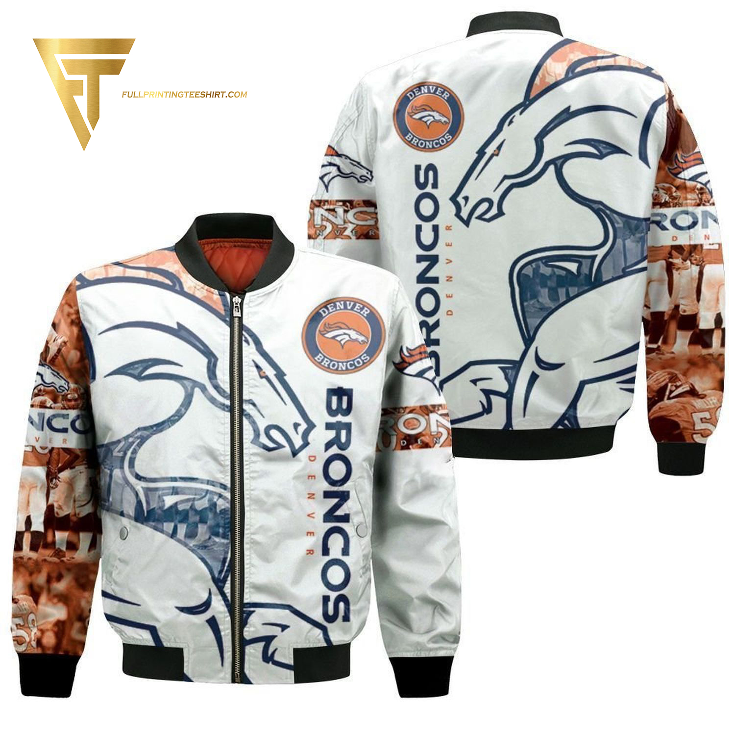 Nfl Denver Broncos Full Print Bomber Jacket Nfl Denver Broncos Full Print Bomber Jacket