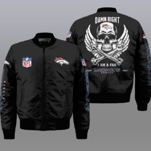 Nfl Denver Broncos Wings Skull 3D Bomber Jacket
