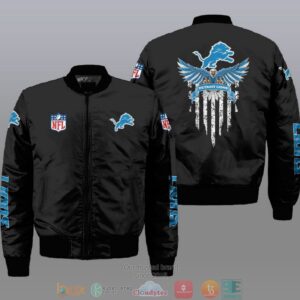 Nfl Detroit Lions Eagle Thin Line Flag Bomber Jacket