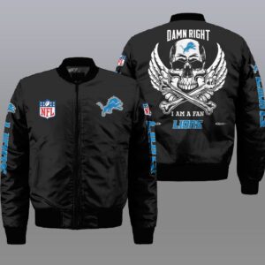 Nfl Detroit Lions Wings Skull 3D Bomber Jacket