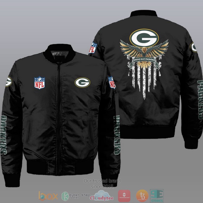 Nfl Green Bay Packers Eagle Thin Line Flag Bomber Jacket Nfl Green Bay Packers Eagle Thin Line Flag Bomber Jacket