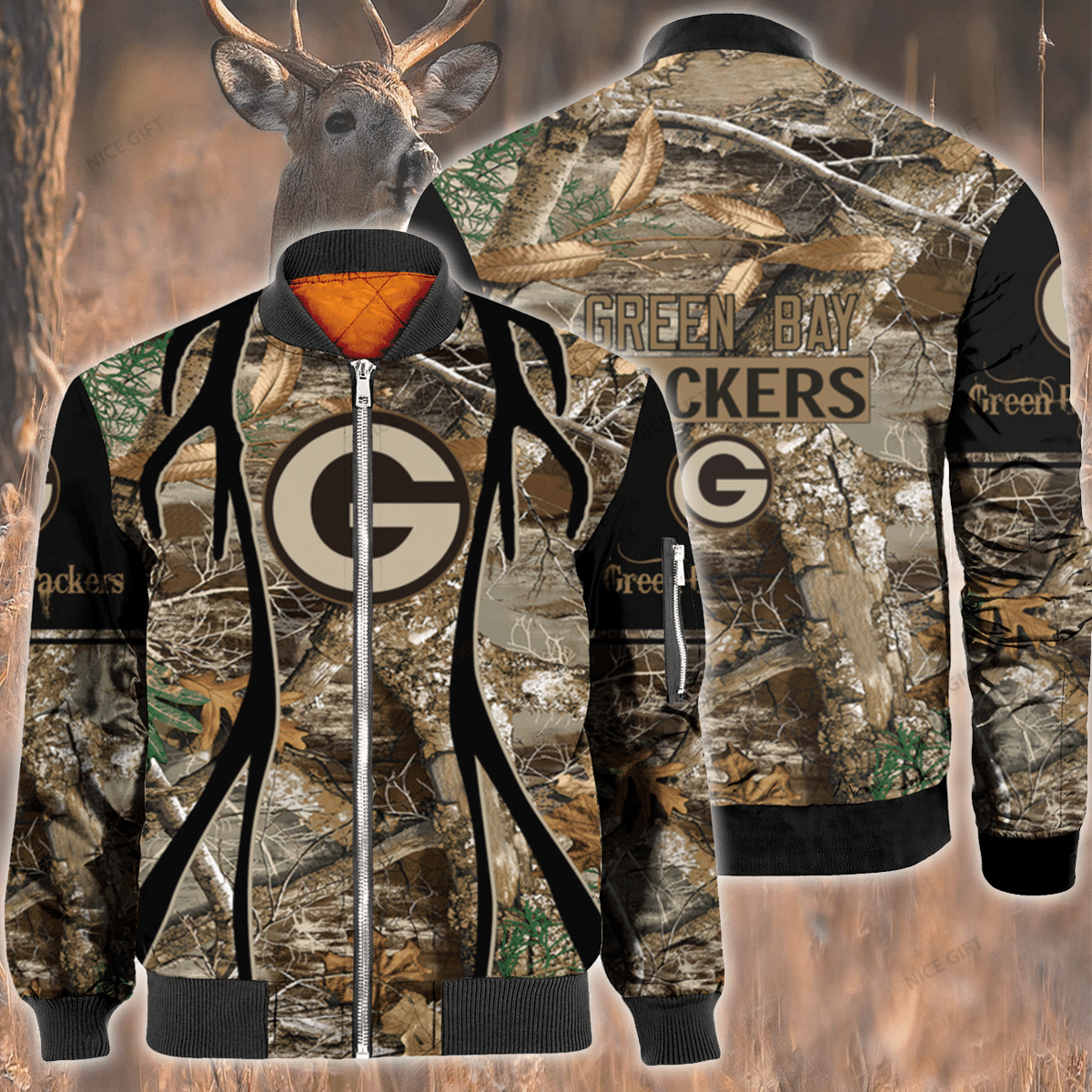 Nfl Green Bay Packers Hunting Bomber Jacket Nfl Green Bay Packers Hunting Bomber Jacket