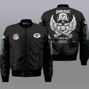 Nfl Green Bay Packers Wings Skull 3D Bomber Jacket
