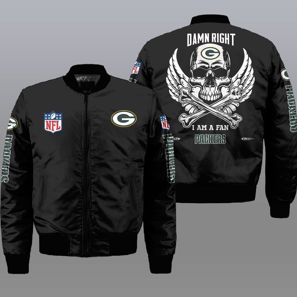 Nfl Green Bay Packers Wings Skull 3D Bomber Jacket Nfl Green Bay Packers Wings Skull 3D Bomber Jacket