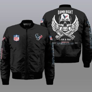 Nfl Houston Texans Wings Skull 3D Bomber Jacket