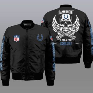 Nfl Indianapolis Colts Wings Skull 3D Bomber Jacket