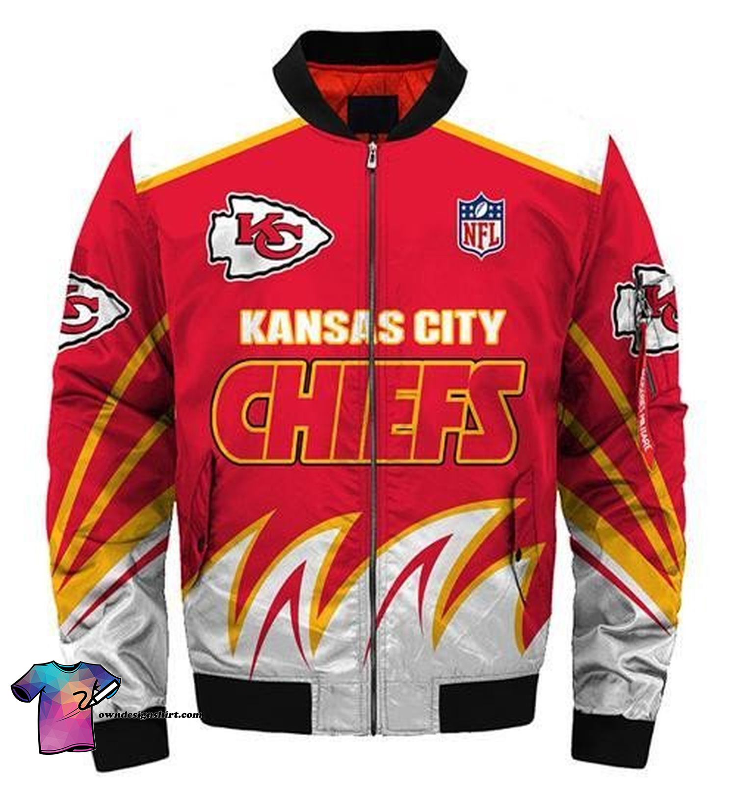 Nfl Kansas City Chiefs All Over Printed Bomber Jacket Nfl Kansas City Chiefs All Over Printed Bomber Jacket