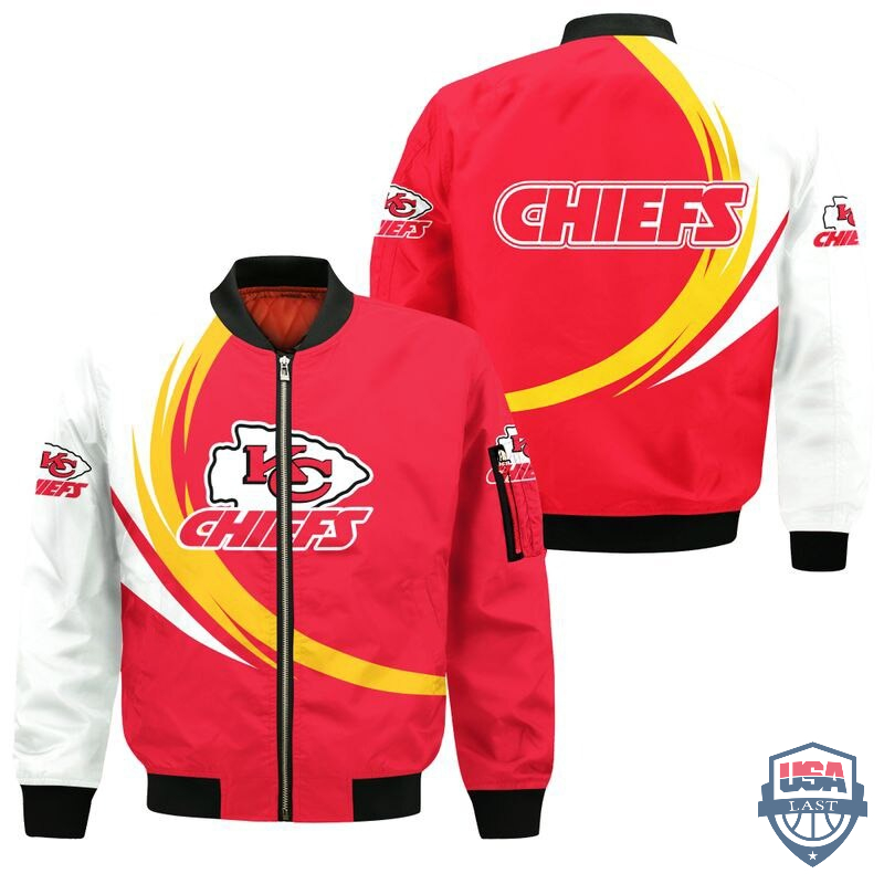 Nfl Kansas City Chiefs Curve Design Bomber Jacket Nfl Kansas City Chiefs Curve Design Bomber Jacket