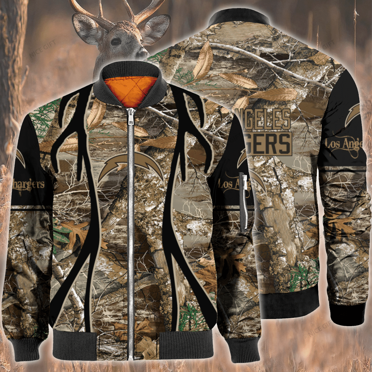 Nfl Los Angeles Chargers Hunting Bomber Jacket Nfl Los Angeles Chargers Hunting Bomber Jacket