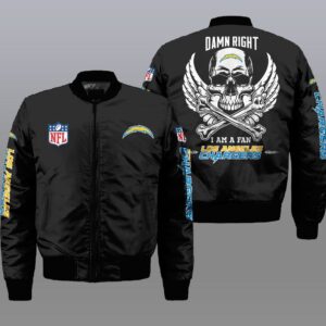 Nfl Los Angeles Chargers Wings Skull 3D Bomber Jacket