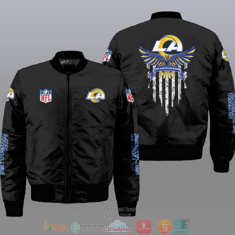Nfl Los Angeles Rams Eagle Thin Line Flag Bomber Jacket Nfl Los Angeles Rams Eagle Thin Line Flag Bomber Jacket