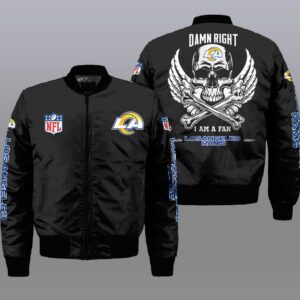 Nfl Los Angeles Rams Wings Skull 3D Bomber Jacket