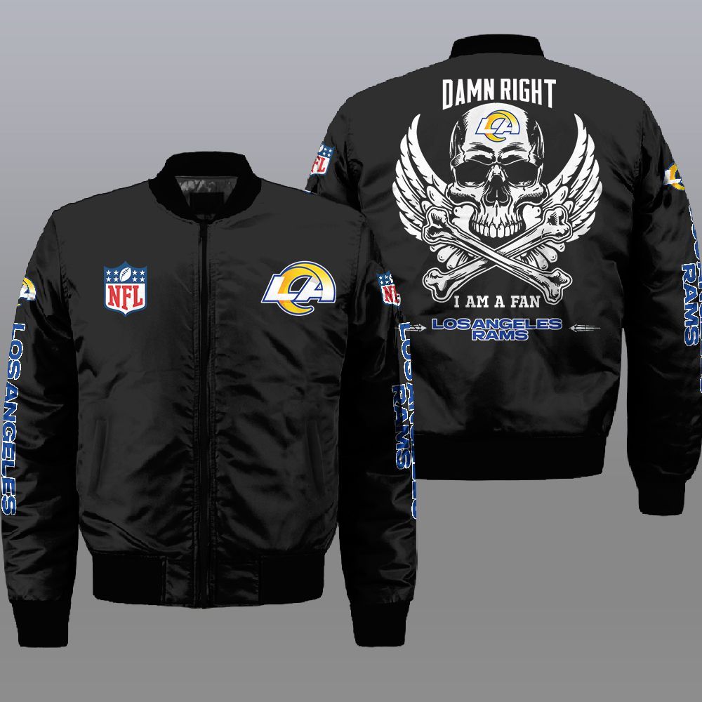 Nfl Los Angeles Rams Wings Skull 3D Bomber Jacket Nfl Los Angeles Rams Wings Skull 3D Bomber Jacket