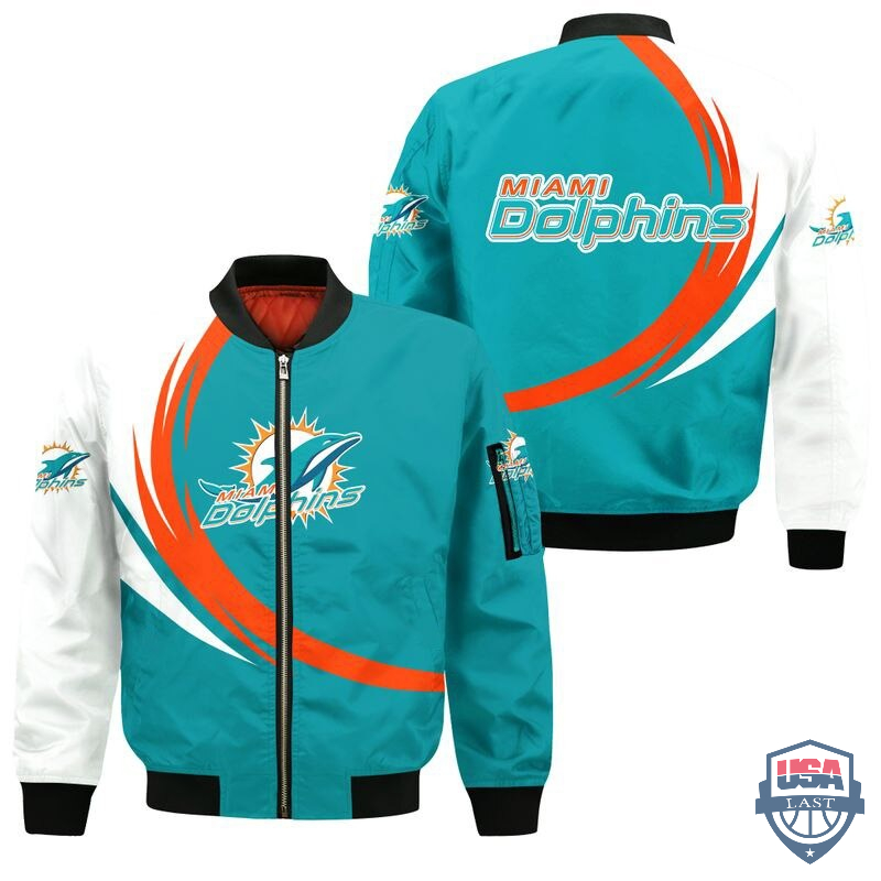Nfl Miami Dolphins Curve Design Bomber Jacket Nfl Miami Dolphins Curve Design Bomber Jacket