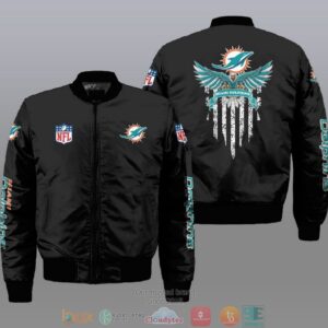 Nfl Miami Dolphins Eagle Thin Line Flag Bomber Jacket