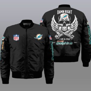 Nfl Miami Dolphins Wings Skull 3D Bomber Jacket