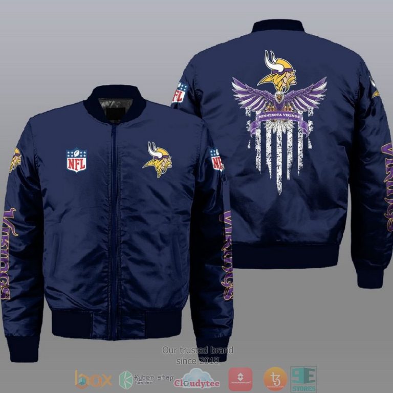 Nfl-Minnesota-Vikings-Eagle-Thin-Line-Flag-Bomber-Jacket-1