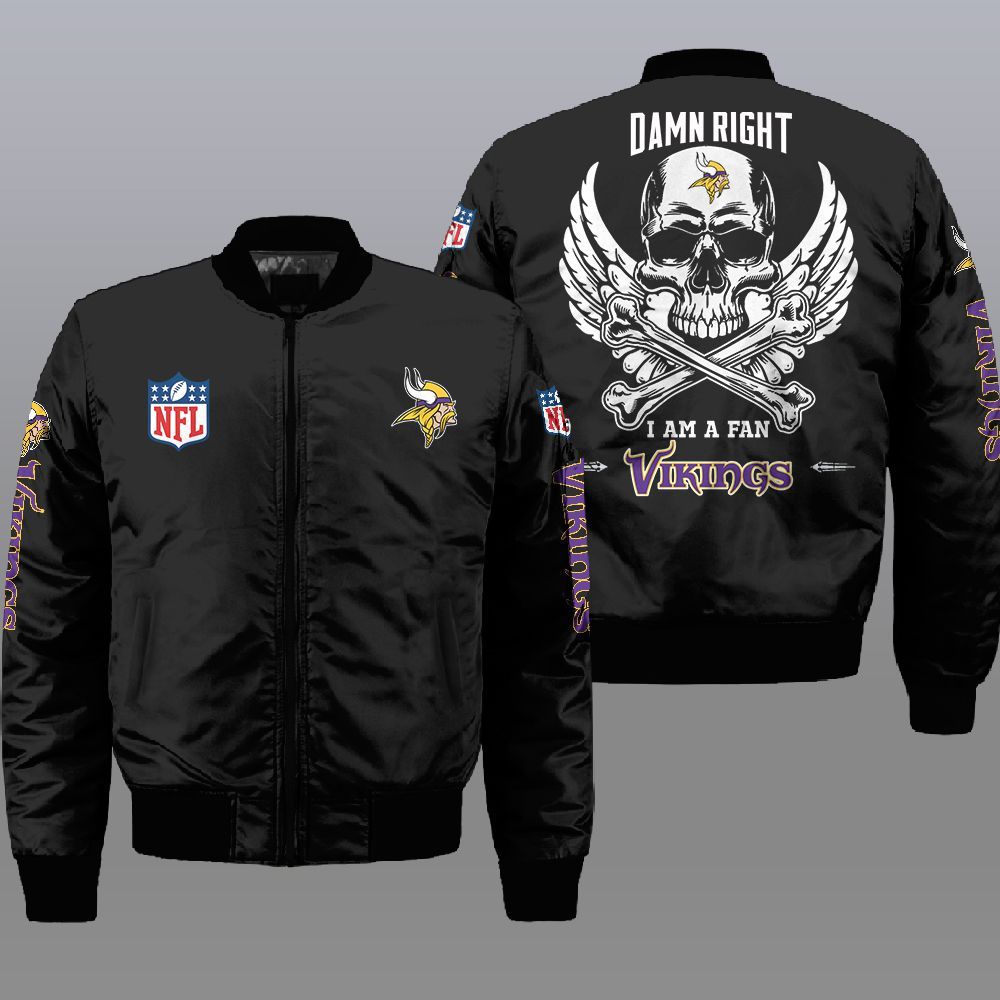 Nfl Minnesota Vikings Wings Skull 3D Bomber Jacket Nfl Minnesota Vikings Wings Skull 3D Bomber Jacket