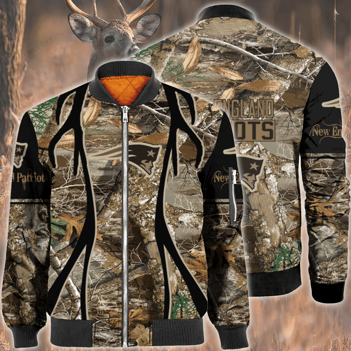 Nfl New England Patriots Hunting Bomber Jacket Nfl New England Patriots Hunting Bomber Jacket