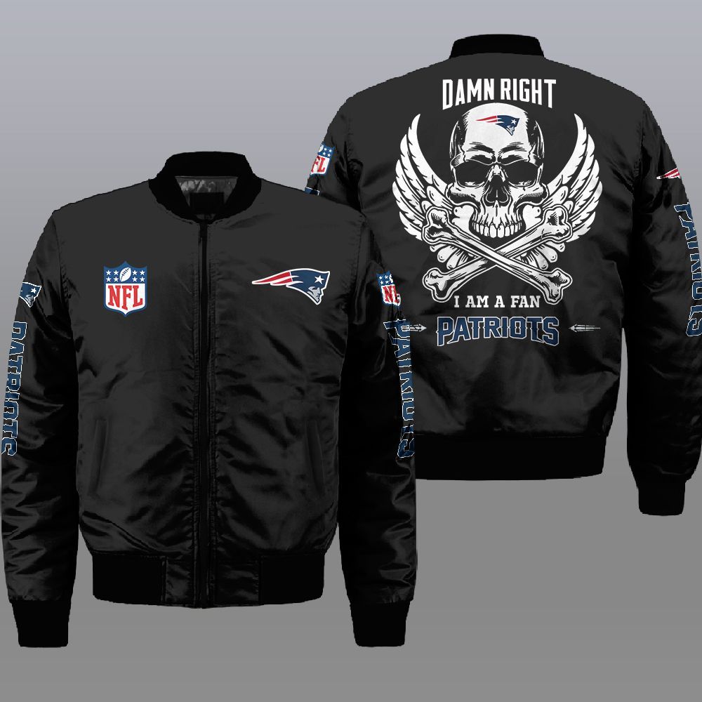 Nfl New England Patriots Wings Skull 3D Bomber Jacket Nfl New England Patriots Wings Skull 3D Bomber Jacket