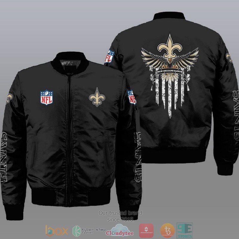 Nfl New Orleans Saint Eagle Thin Line Flag Bomber Jacket Nfl New Orleans Saint Eagle Thin Line Flag Bomber Jacket