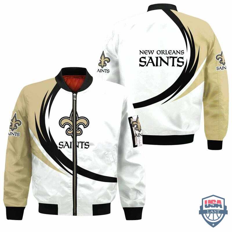 Nfl New Orleans Saints Curve Design Bomber Jacket Nfl New Orleans Saints Curve Design Bomber Jacket