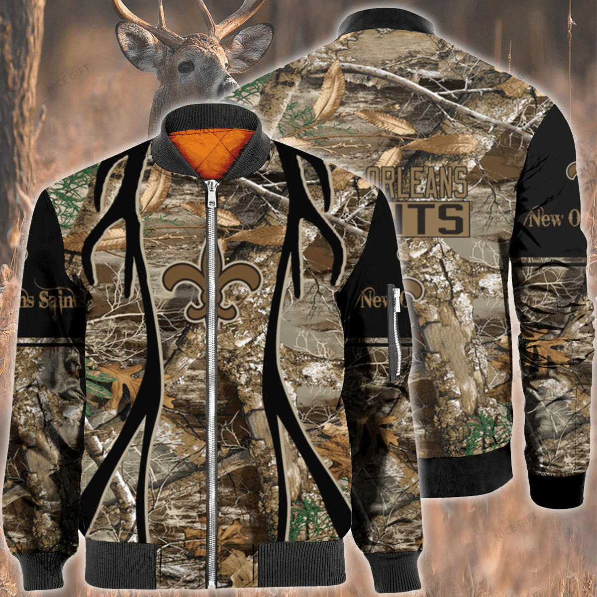 Nfl New Orleans Saints Hunting Bomber Jacket Nfl New Orleans Saints Hunting Bomber Jacket