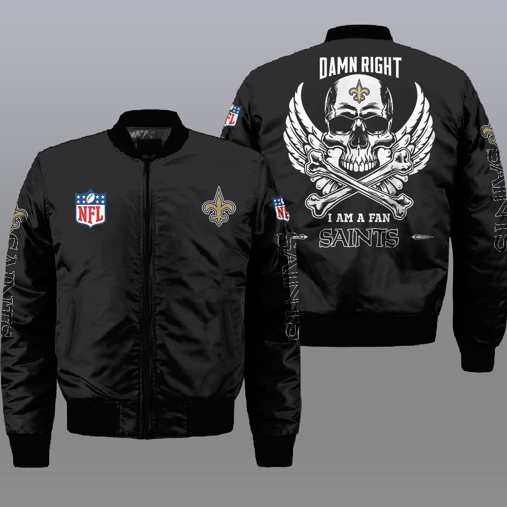 Nfl New Orleans Saints Wings Skull 3D Bomber Jacket Nfl New Orleans Saints Wings Skull 3D Bomber Jacket