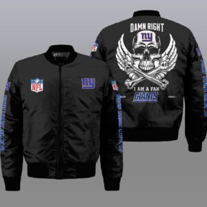 Nfl New York Giants Wings Skull 3D Bomber Jacket